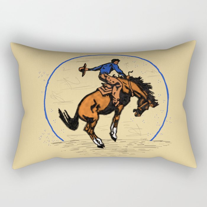 Full Moon Bronc & Cowboy Rectangular Pillow