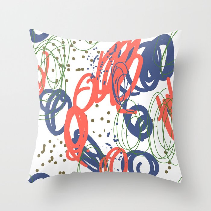 Modern Doodle Abstract Pattern Throw Pillow