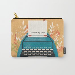 You Are My Type, Happy Valentine's Day 2 Carry-All Pouch | Typing, Seasonal, Decoration, Note, Colorful, Drawing, Flowers, Handlettering, Holiday, Typewriter 