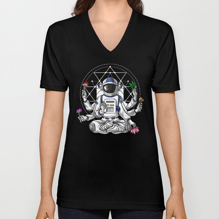 Psychedelic Astronaut Psychonaut  V Neck T Shirt