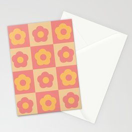 60s Daisy Pattern Pink Stationery Card