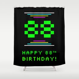 [ Thumbnail: 88th Birthday - Nerdy Geeky Pixelated 8-Bit Computing Graphics Inspired Look Shower Curtain ]