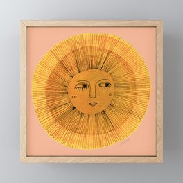 Sun Drawing Gold and Pink Framed Mini Art Print