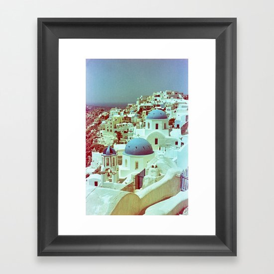 Santorini in Raspberry and Blue: shot using Revolog 600nm special effects film Framed Art Print