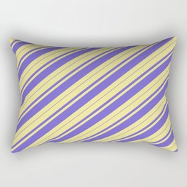[ Thumbnail: Tan & Slate Blue Colored Stripes Pattern Rectangular Pillow ]