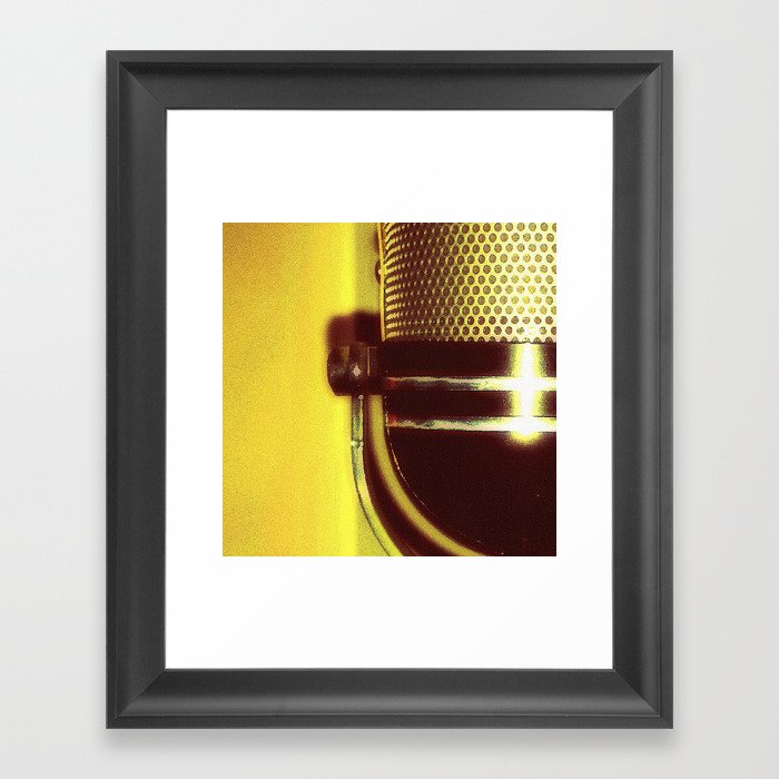 Vintage Microphone (yellow) Framed Art Print