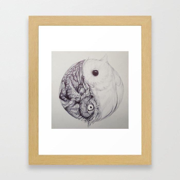 Yin Yang Owl Framed Art Print