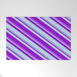 [ Thumbnail: Dark Violet & Powder Blue Colored Lined/Striped Pattern Welcome Mat ]