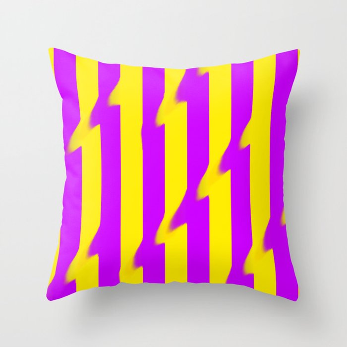 Melted purple x yellow color block lines Throw Pillow