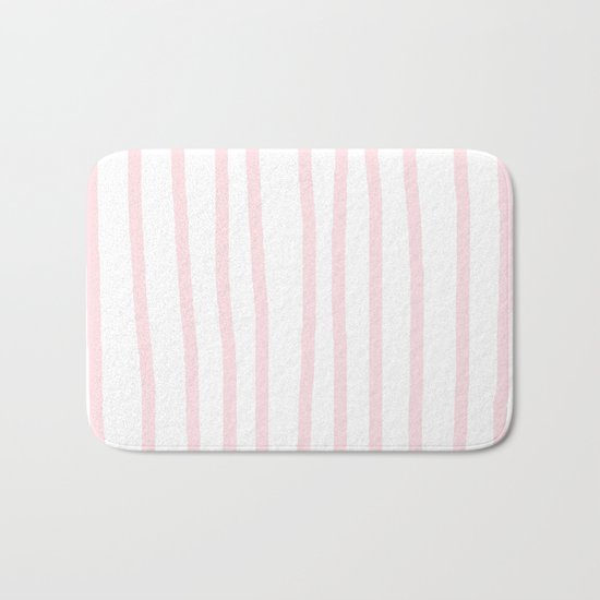 Simply Drawn Vertical Stripes in Flamingo Pink Bath Mat