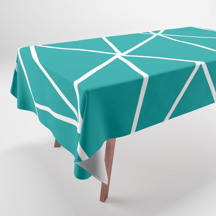 ABSTRACT DESIGN (WHITE-TEAL) Tablecloth