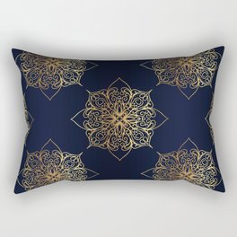 Gold and Navy Damask Rectangular Pillow