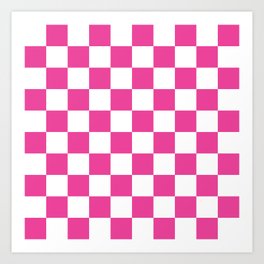 Hot Pink Checkerboard Palm Beach Preppy Art Print