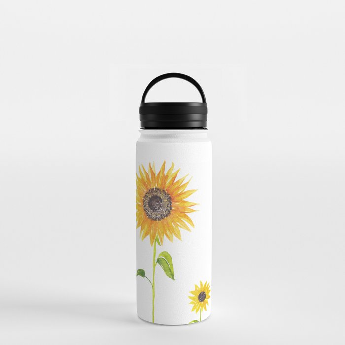 Sunflowers Watercolor Painting Water Bottle