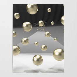 Abstract 3d balck and gold design Poster