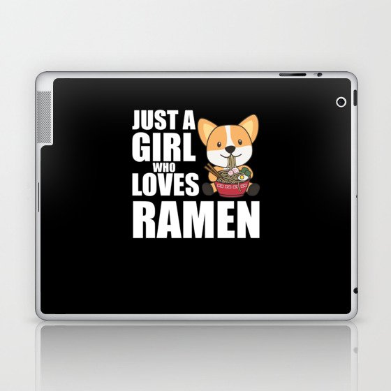 Ramen Japanese Noodles Sweet Corgi Eats Ramen Laptop & iPad Skin