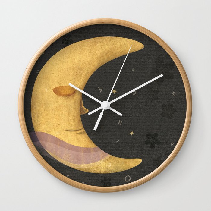 Sister Moon and the flying letters Wall Clock