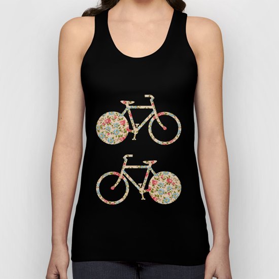 Whimsical cute girly floral retro bicycle Unisex Tank Top
