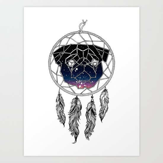 Dreamcather Pug Art Print