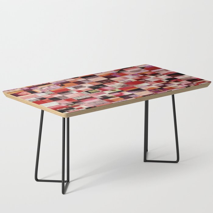 Modern Rainbow Distressed Red Checkerboard Coffee Table