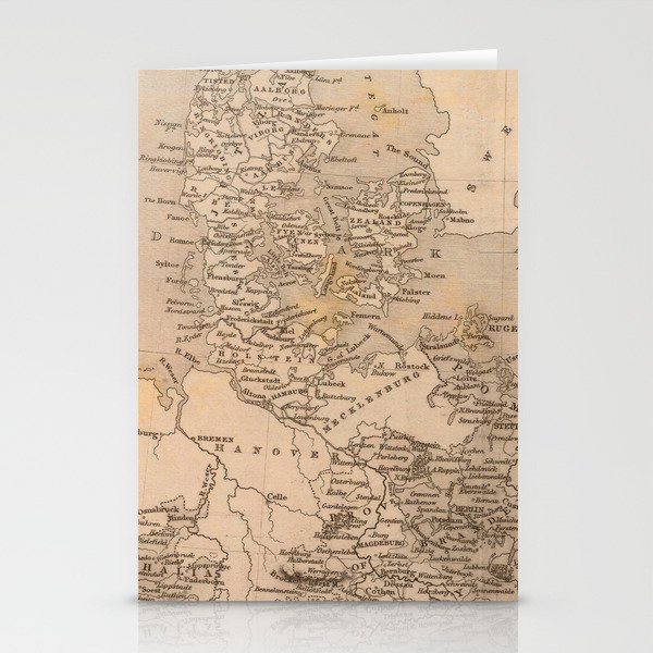 Vintage Northern Europe Map Stationery Cards