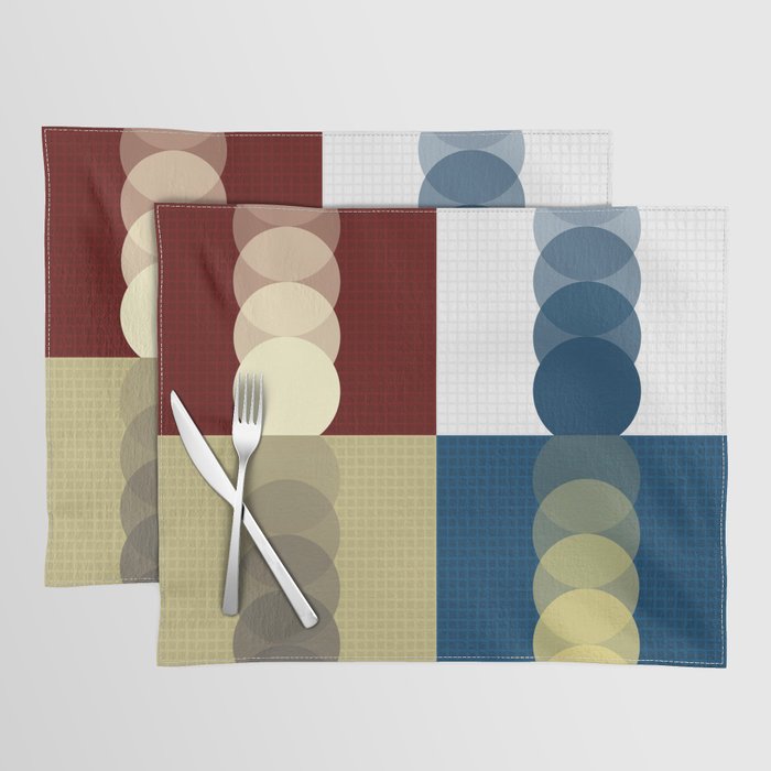 Grid retro color shapes patchwork 2 Placemat