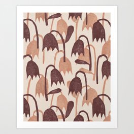 Linocut Tulip Pattern #2 Art Print