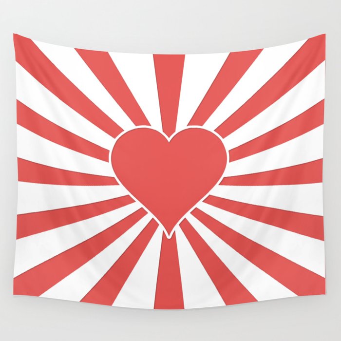 Valentine Heart Red Love Explosion Wall Tapestry