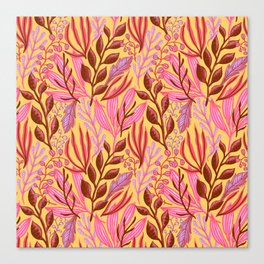 Tropical floral pink pattern Canvas Print