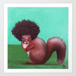 Squirrel with an Afro Art Print
