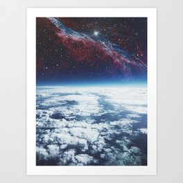 Space Age Art Print | Digitalmanipulation, Space, Earth, Color, Digital, Photo, Clouds, Airplane, Other 