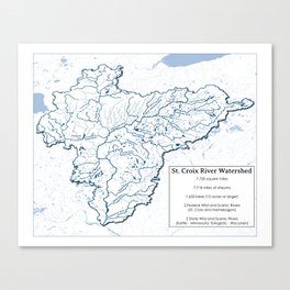 St. Croix River Watershed Map: Lakes and Streams Canvas Print