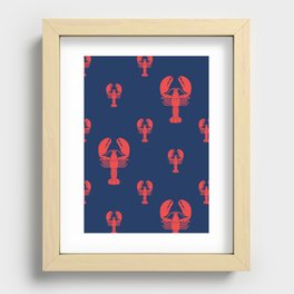 Lobster Squadron on navy background. Recessed Framed Print