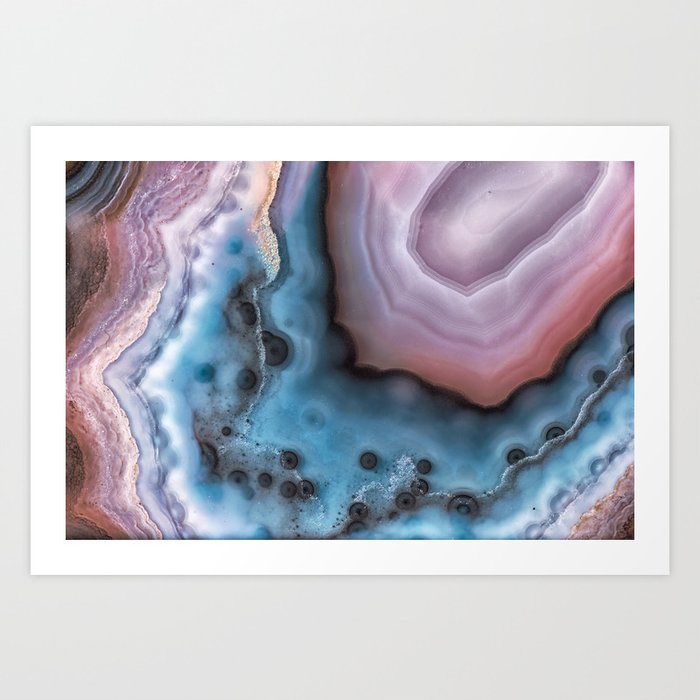 Pink And Blue Agate Art Print By Rogerporter Society6