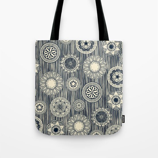 mandala cirque spot indigo cream Tote Bag