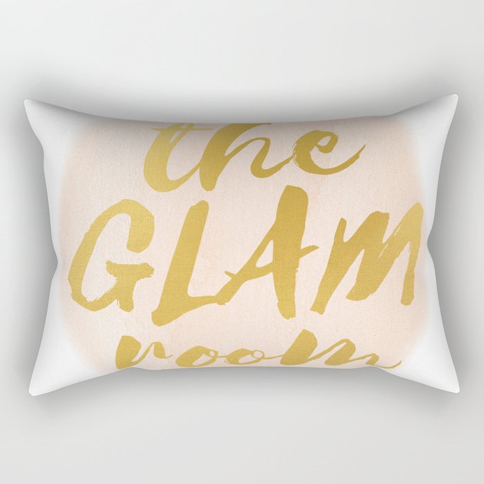 Glam Room Decor Pink Watercolor and Gold Rectangular Pillow