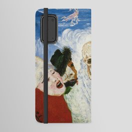 Death and the masks outcast grotesque art portrait painting by James Ensor Android Wallet Case
