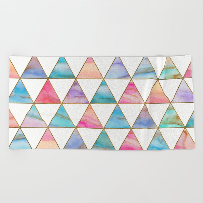 Marble Triangles Pattern Beach Towel
