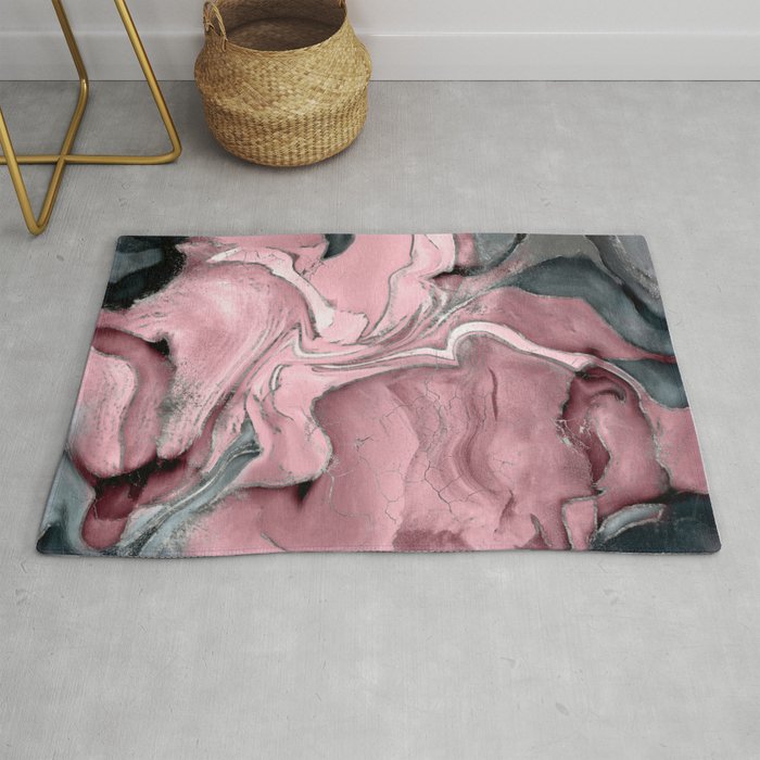 Blush rose watercolor - pastel pinks, grey and silver Rug