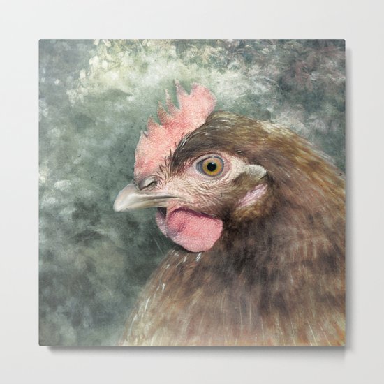 The intensity in a chickens eye...! Metal Print