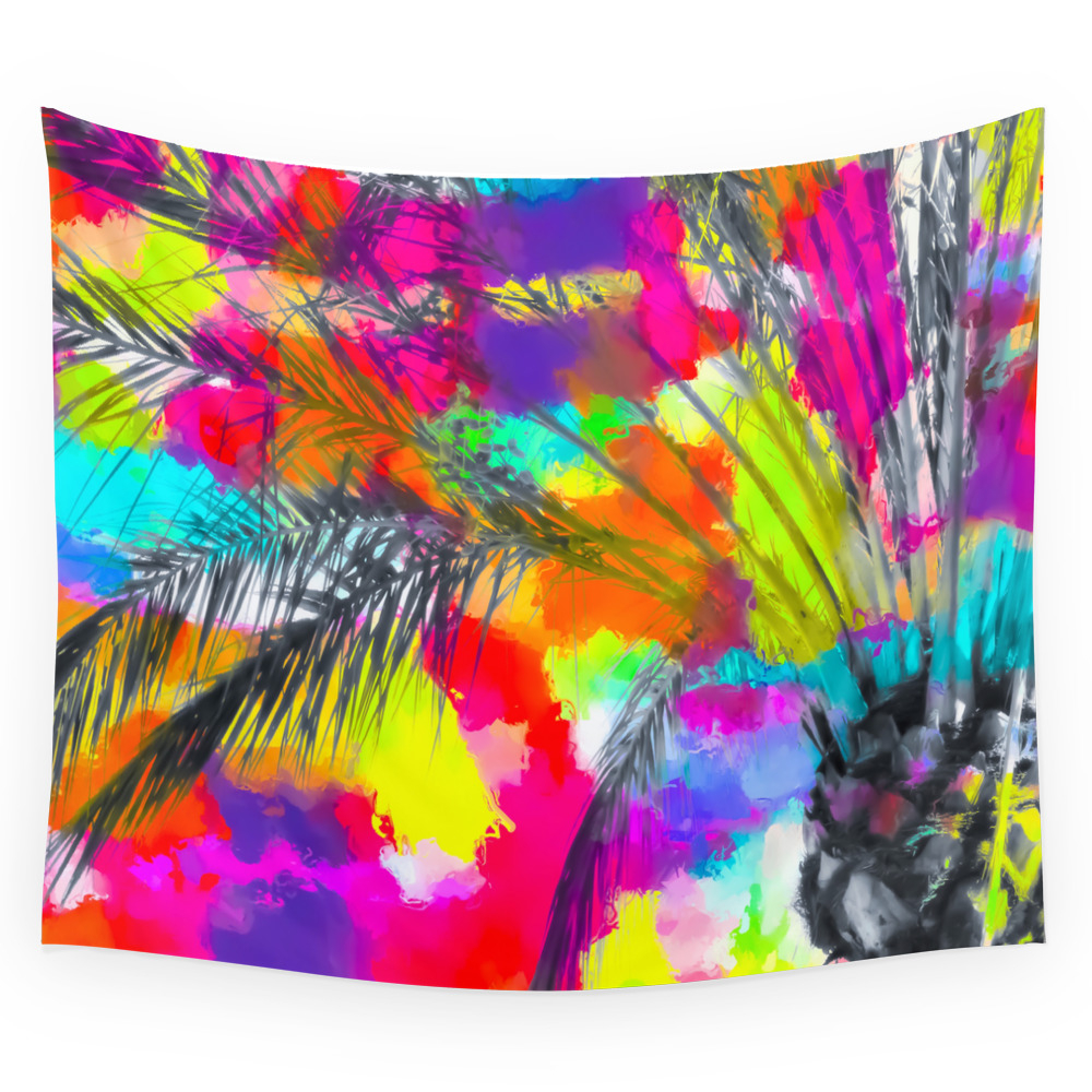 Society6 Palm Tree With Splash Painting Abstract Background In Red Pink Yellow Blue Wall Tapestry By Timla From Society6 Shefinds You can explore in this category and download free palm tree png transparent images for your design flashlight.