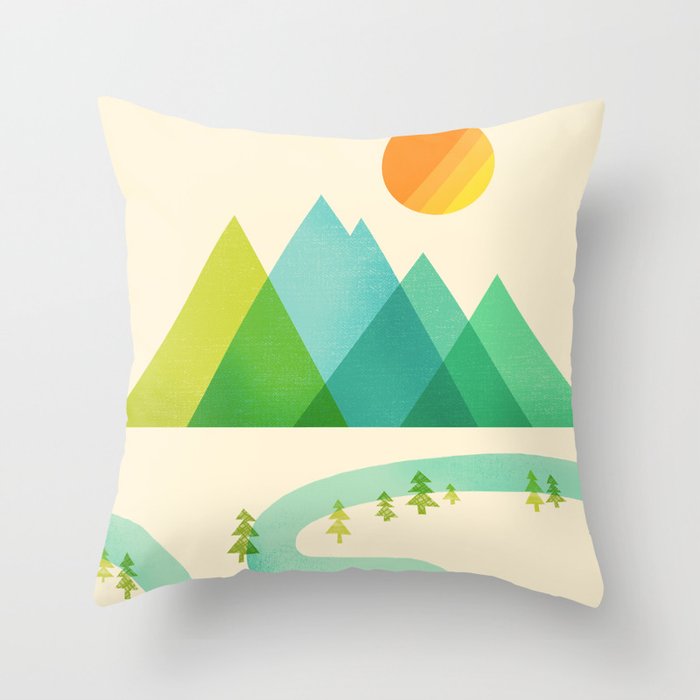 Bend in the River Throw Pillow