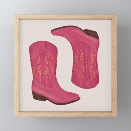 Cowgirl Boots - Pink Framed Mini Art Print