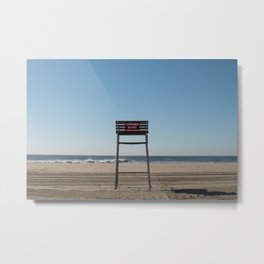No Lifeguard on Duty Metal Print | Sun, Warm, Lifeguard, Quiet, Ocean, Sky, Empty, Horizon, Shore, Coast 