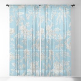 Bird and Flower Pattern Sheer Curtain