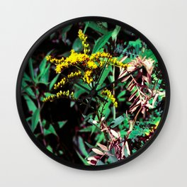 Yellow Flower of the Wood Wall Clock