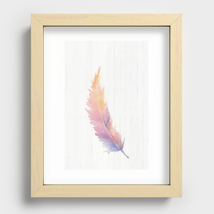Feathery Rainbow Recessed Framed Print