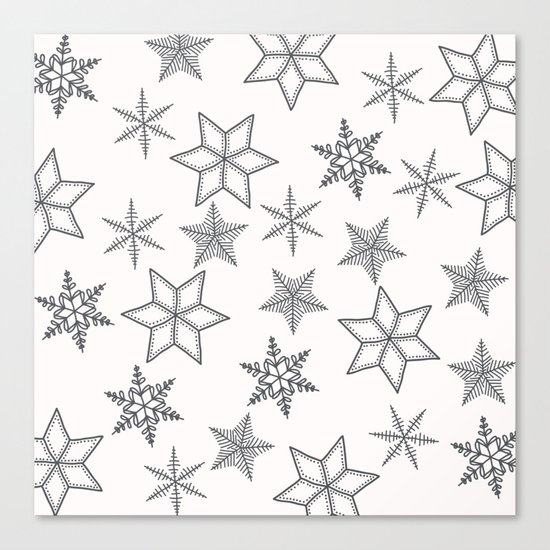 Grey Snowflakes On White Background Canvas Print