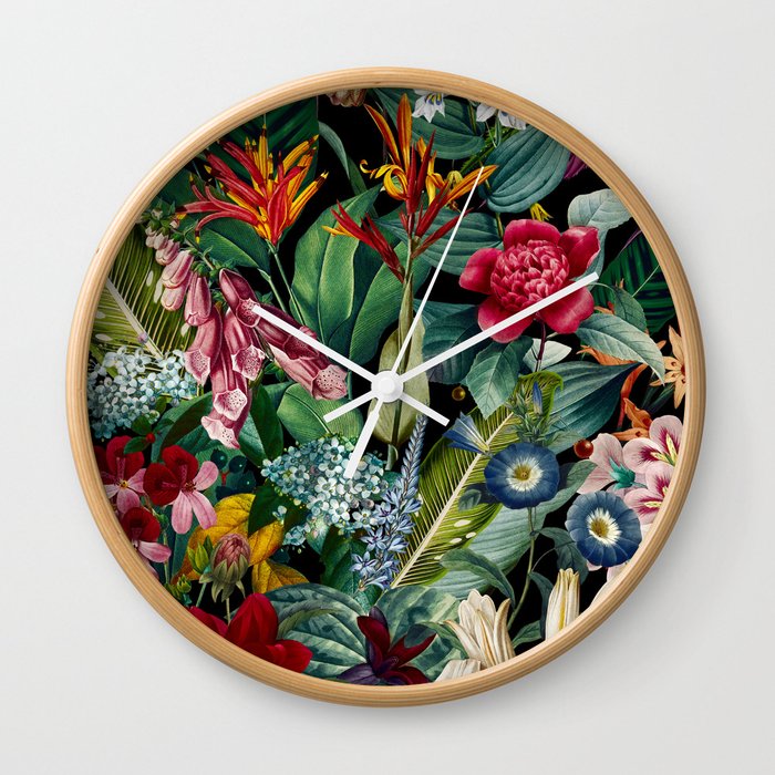 Chintzy Florals - Night Wall Clock