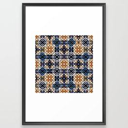 Seamless tile pattern in burnt orange and blue Framed Art Print